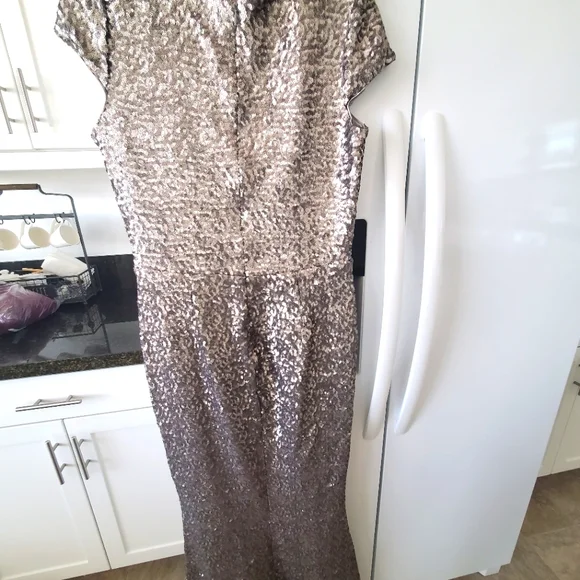 Elegant Sequin Evening Gown by Dress The Population (Platinum/Grayish) - Picture 2 of 4